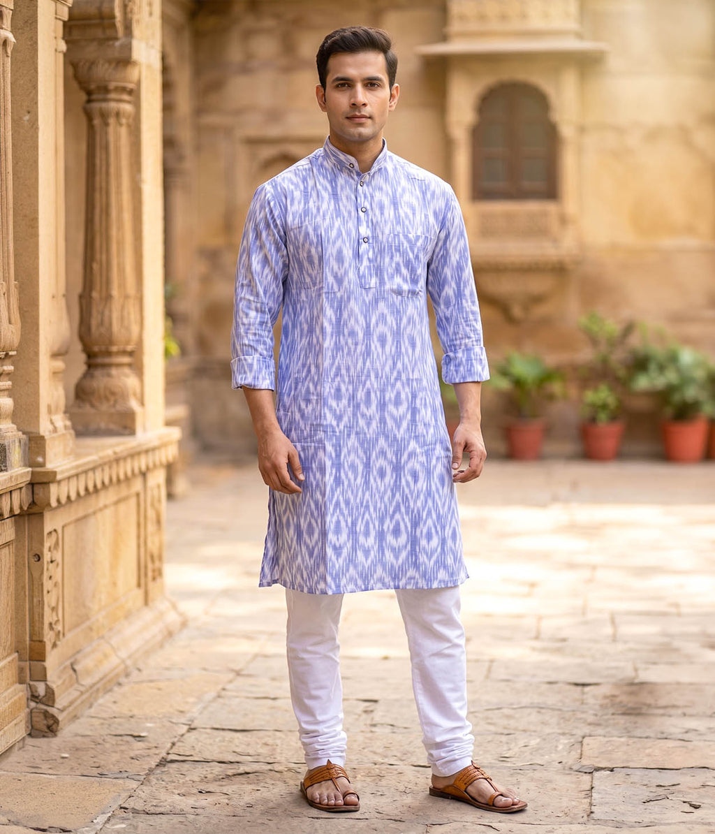 Skylight Ikat Woven Mens Long Kurta