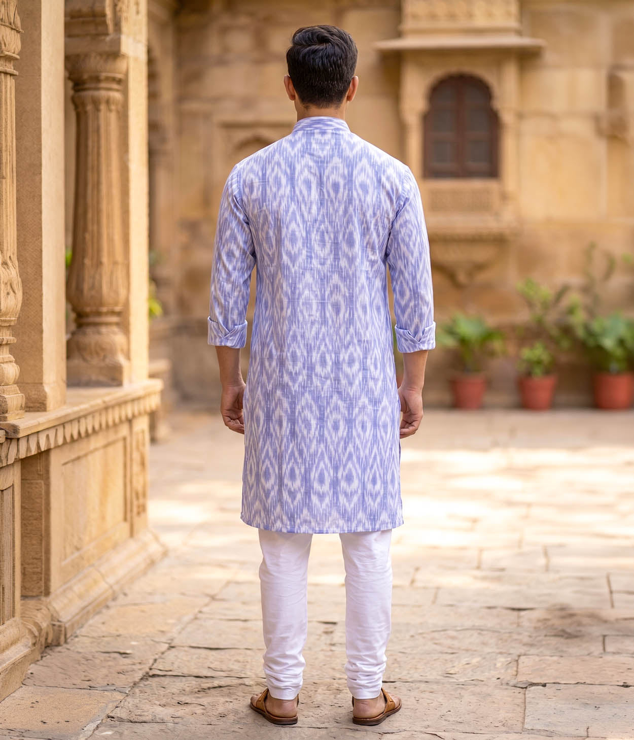 Skylight Ikat Woven Mens Long Kurta