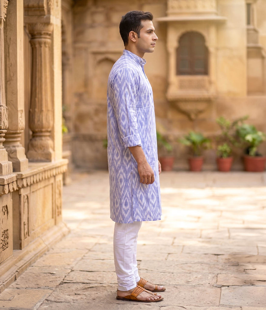 Skylight Ikat Woven Mens Long Kurta