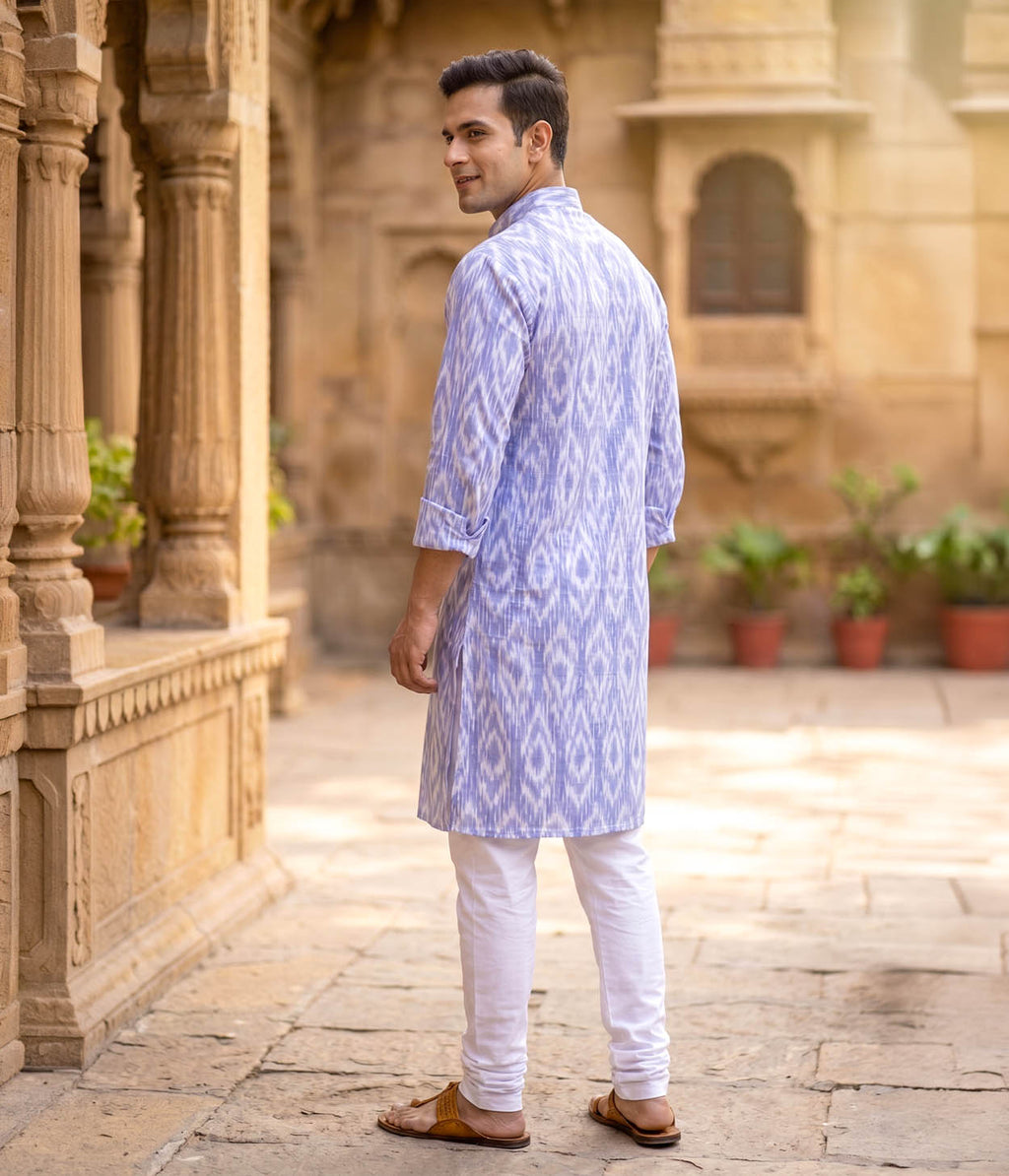 Skylight Ikat Woven Mens Long Kurta