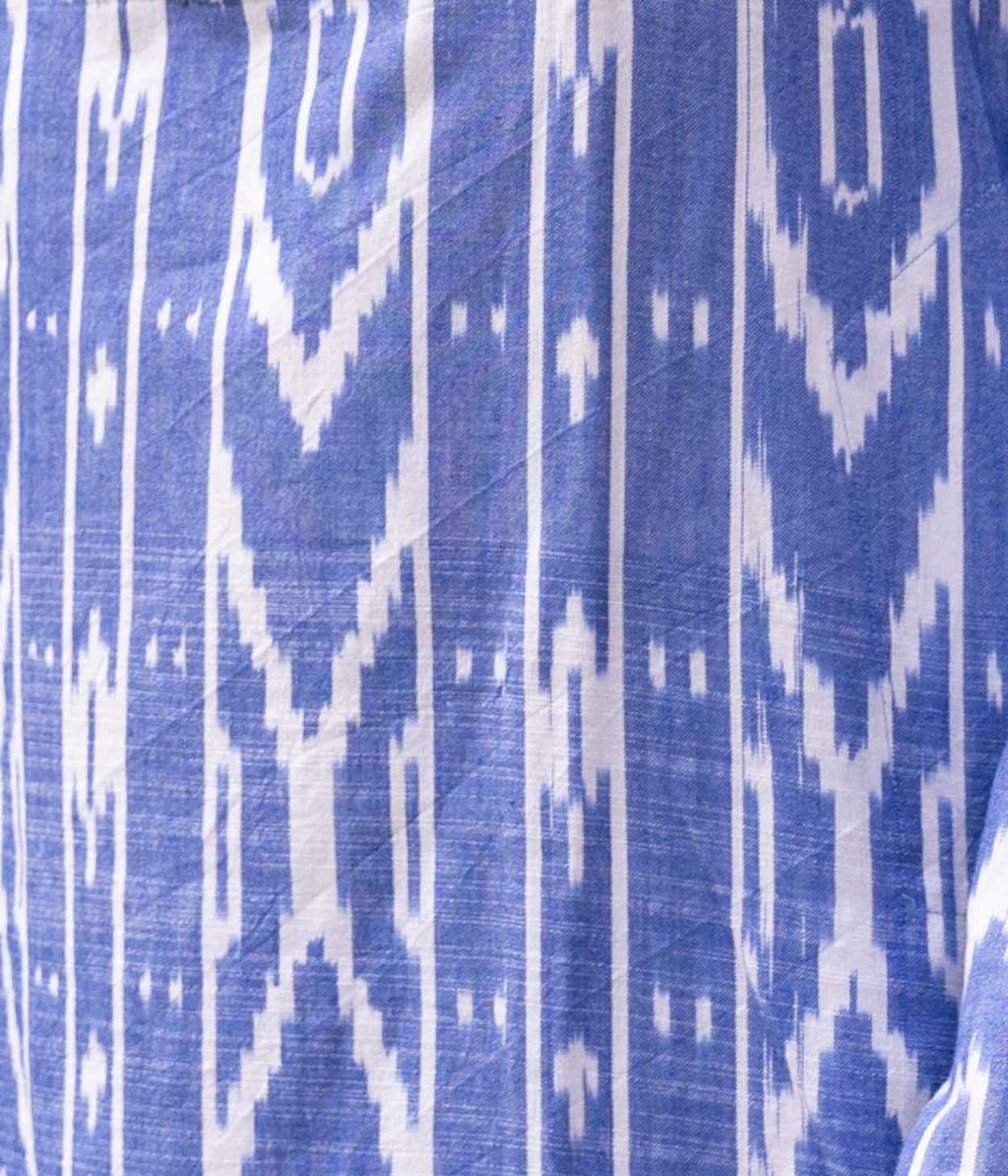 True Blue Ikat Woven Mens Long Kurta