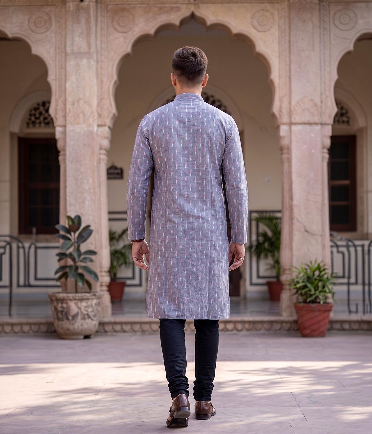 Vale Ikat Woven Mens Long Kurta