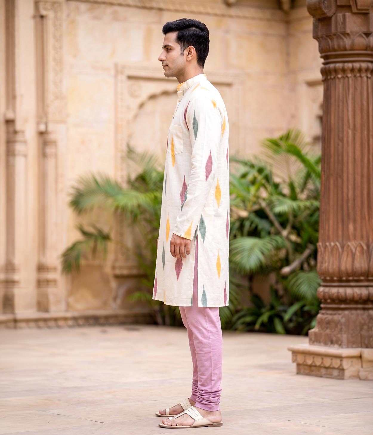 Daybreak Ikat Woven Mens Long Kurta