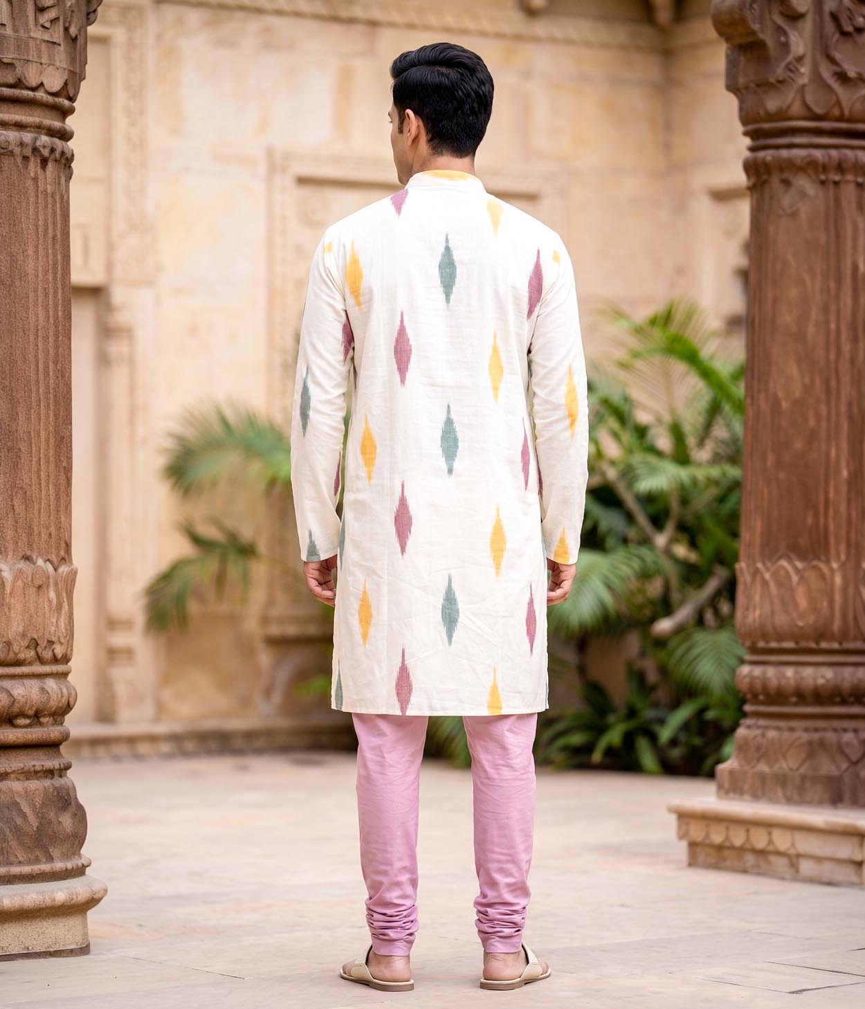 Daybreak Ikat Woven Mens Long Kurta