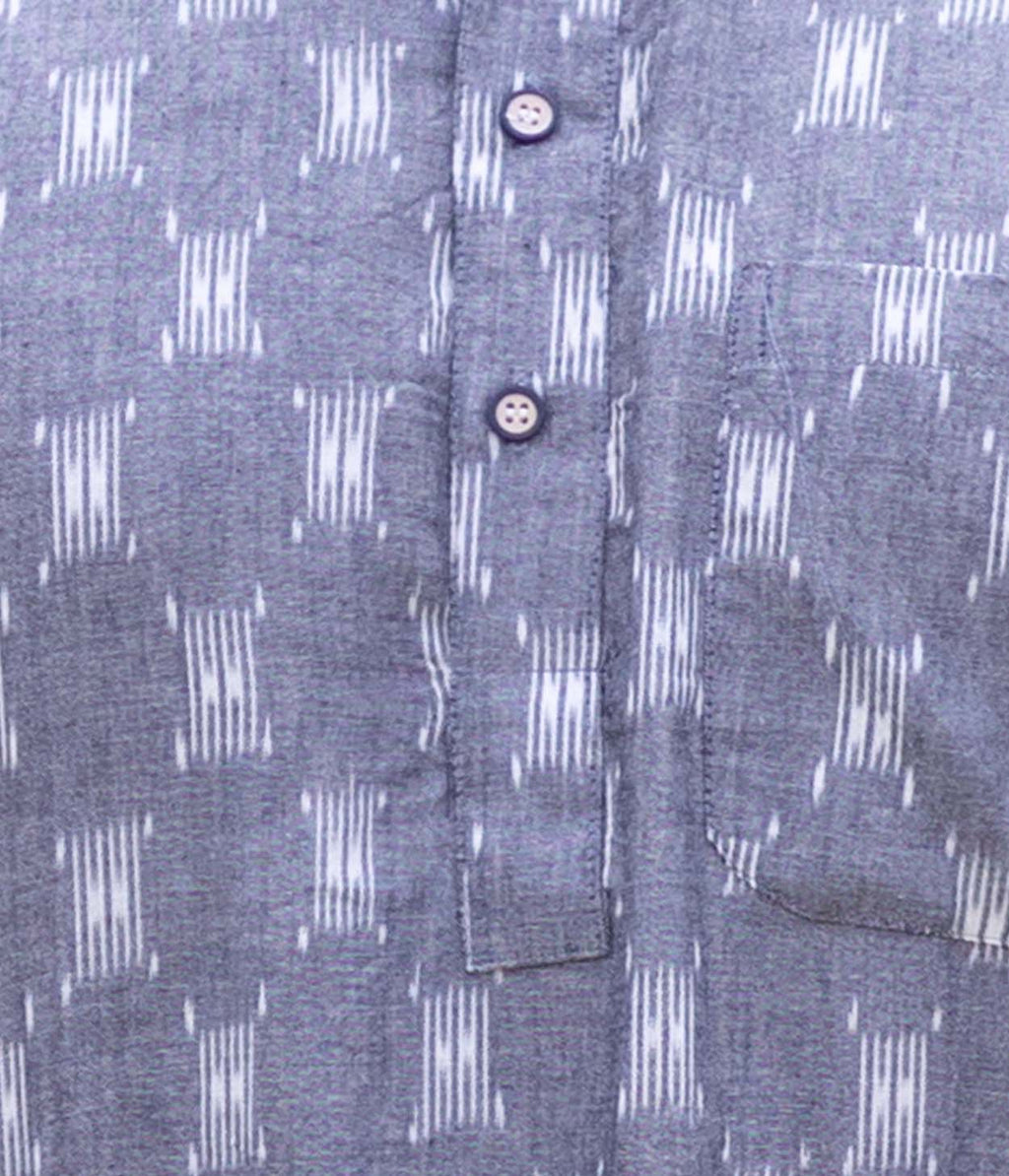 Slate Ikat Woven Mens Long Kurta