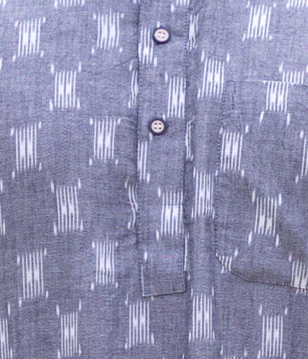 Slate Ikat Woven Mens Long Kurta