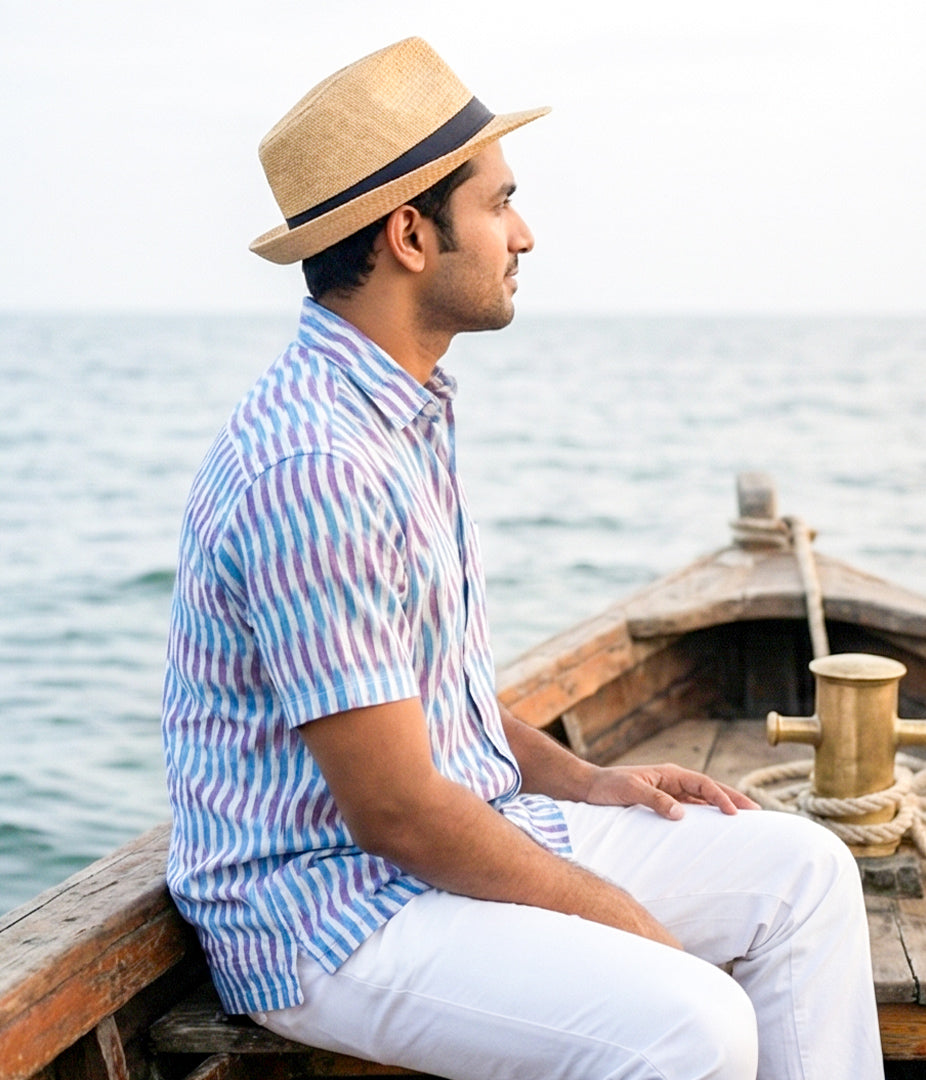 Ikat Woven Twilight Shift Shirt