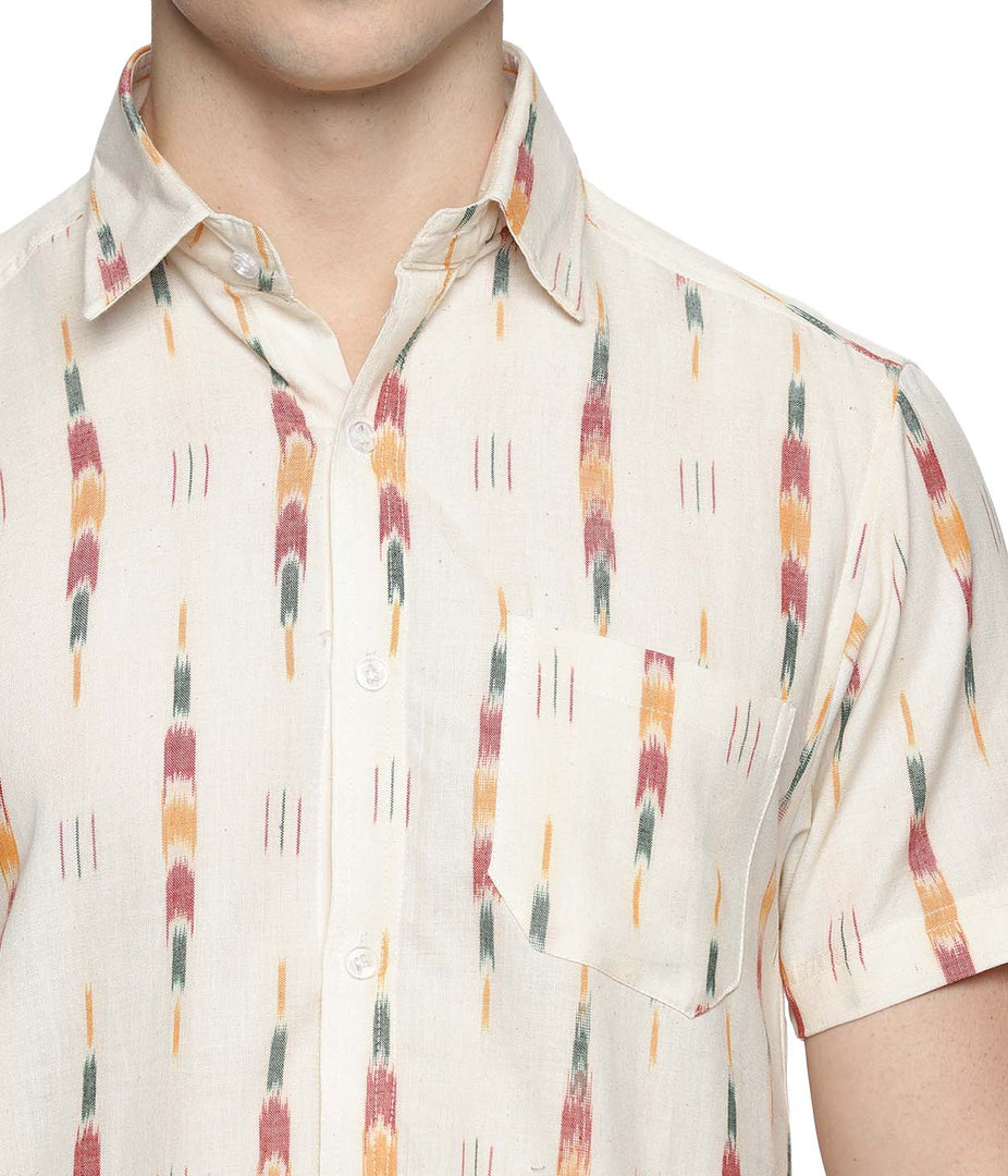 Ikat Cream Multicolor Arrows Mens Short-Sleeved Shirt