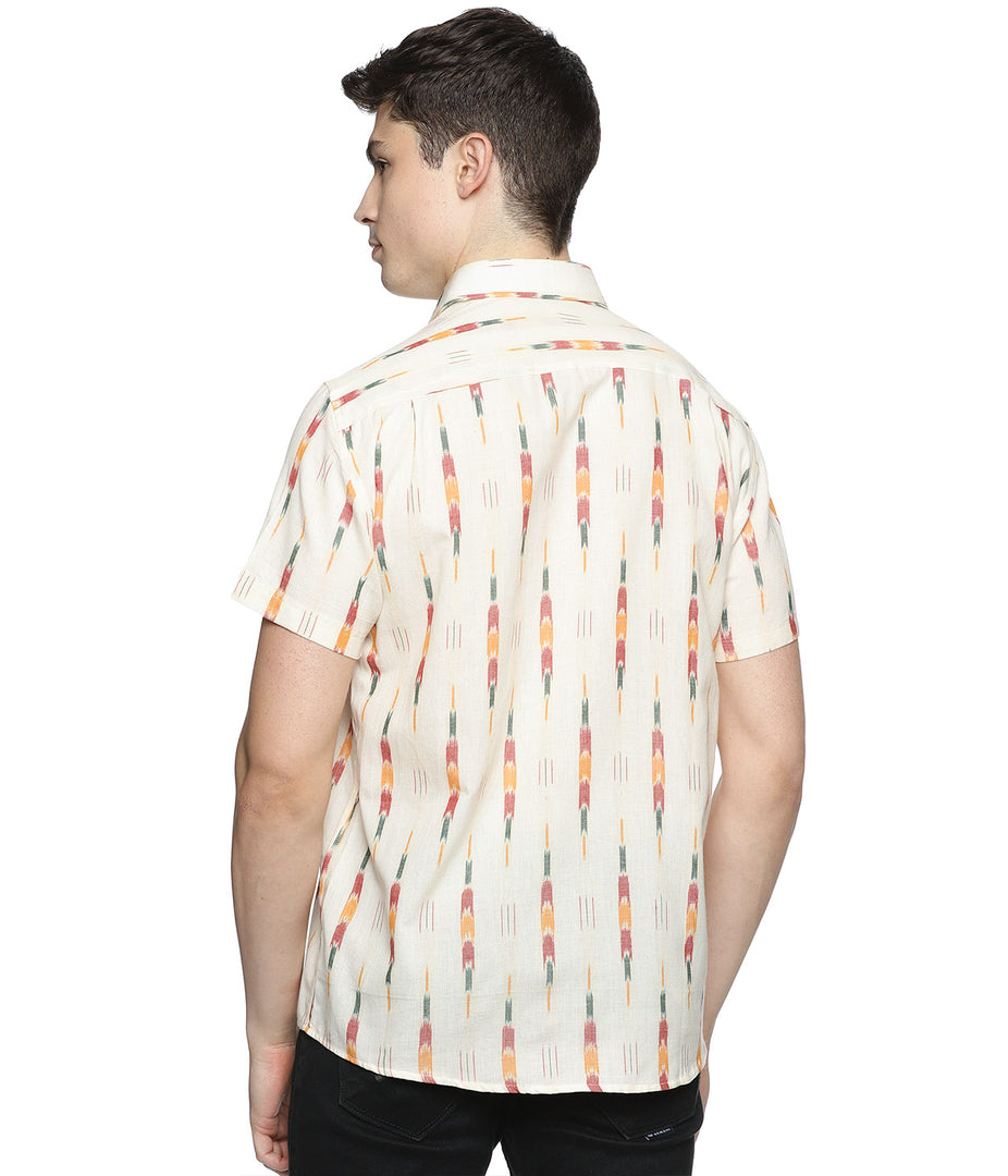 Ikat Cream Multicolor Arrows Mens Short-Sleeved Shirt