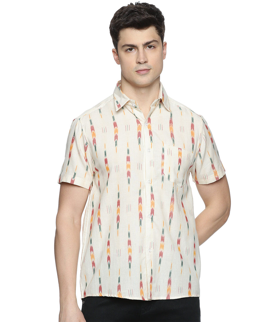 Ikat Cream Multicolor Arrows Mens Short-Sleeved Shirt