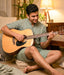 Ikat Olive Patterned Mens Slim Kurta
