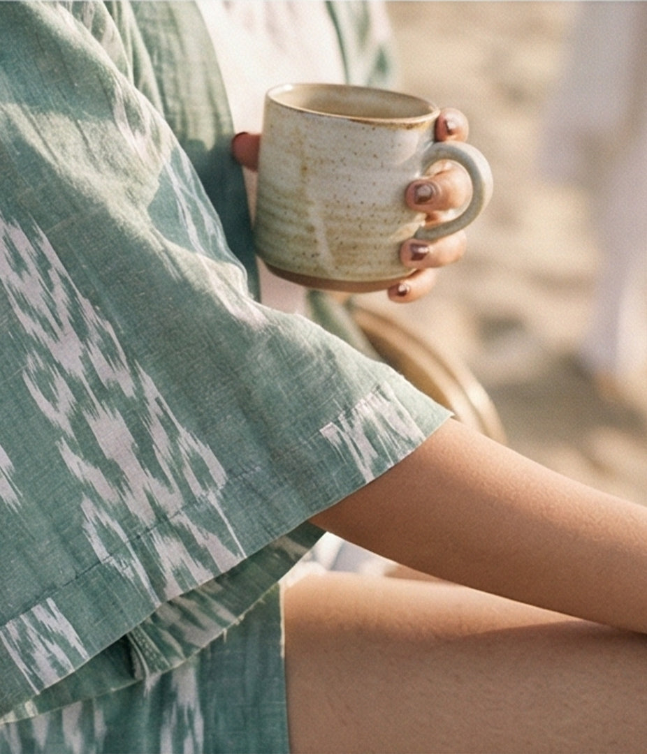 Ikat Olive Womens Kimono