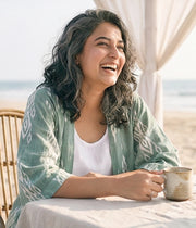 Ikat Olive Womens Kimono