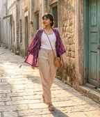 Ikat Purple Womens Kimono