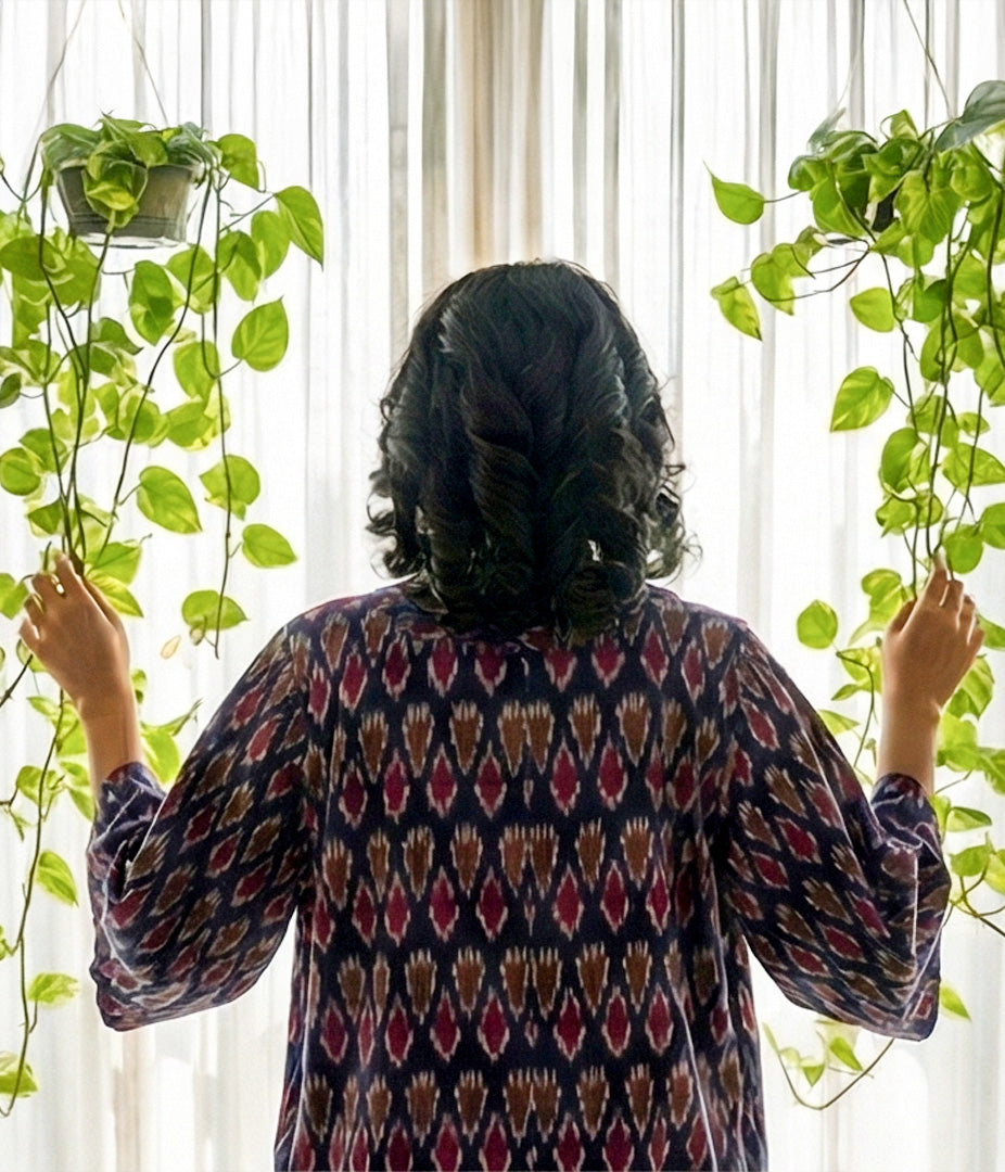 Ikat Navy Womens Kimono