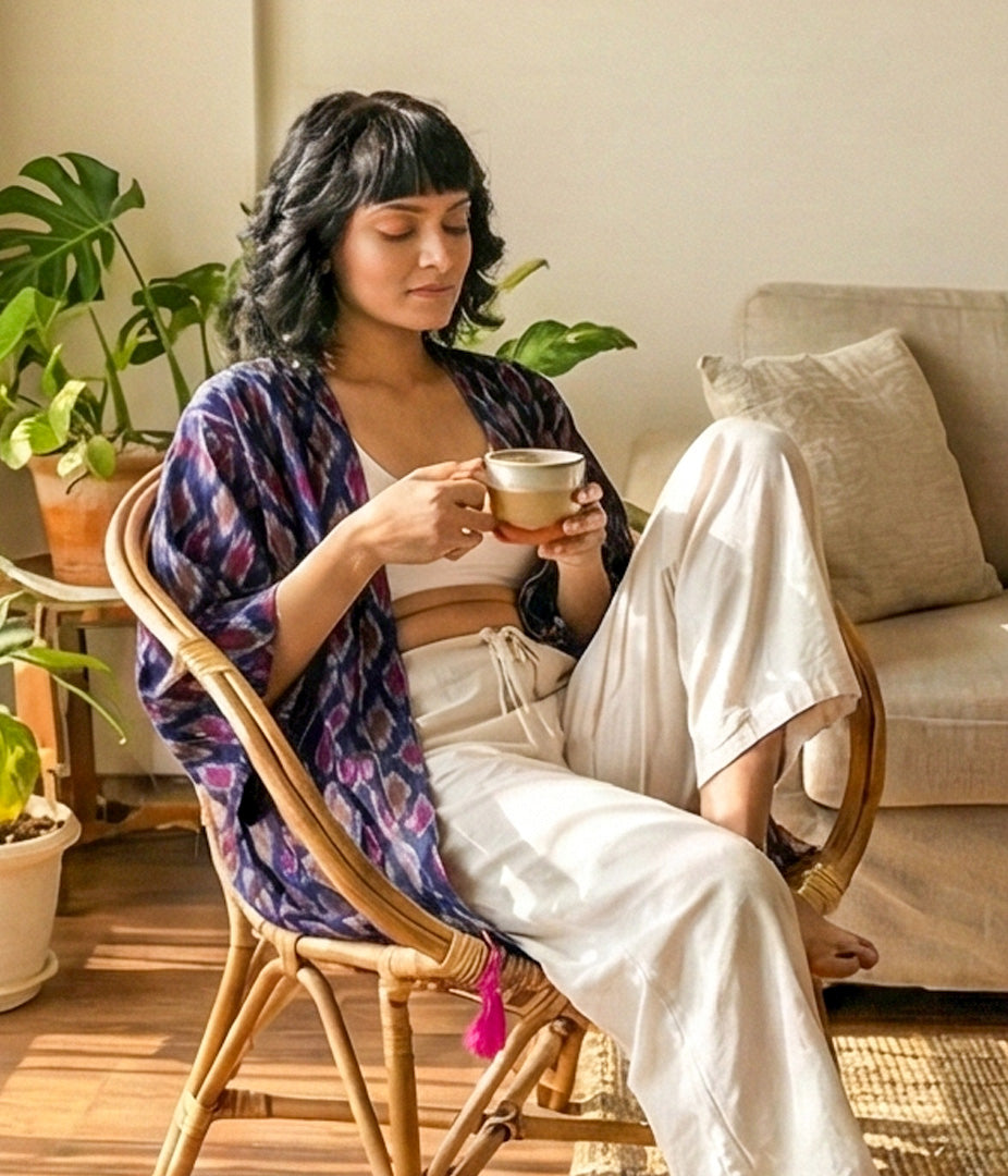 Ikat Navy Womens Kimono