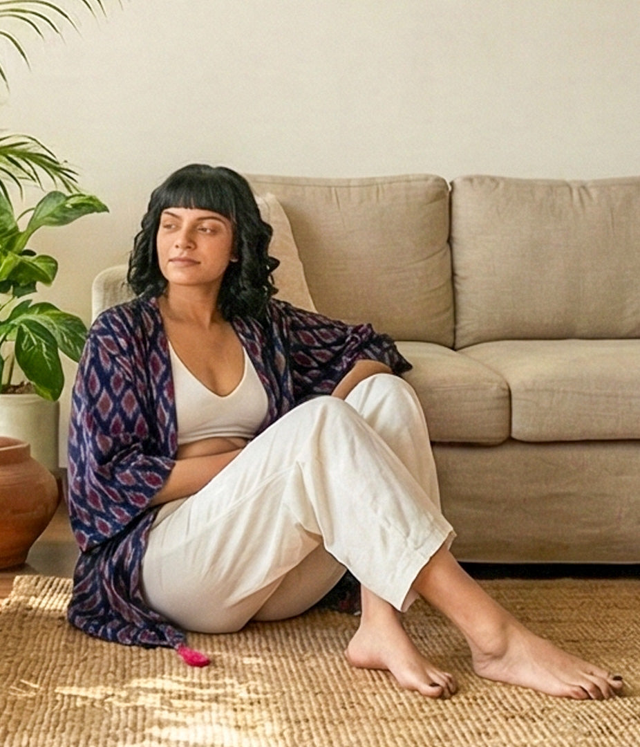 Ikat Navy Womens Kimono