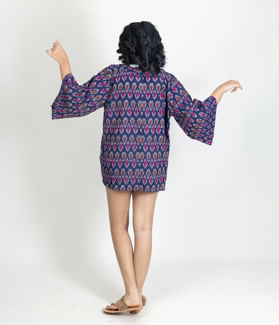 Ikat Navy Womens Kimono