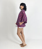Ikat Purple Womens Kimono