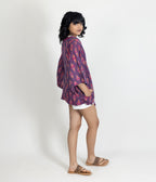 Ikat Purple Womens Kimono