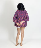 Ikat Purple Womens Kimono