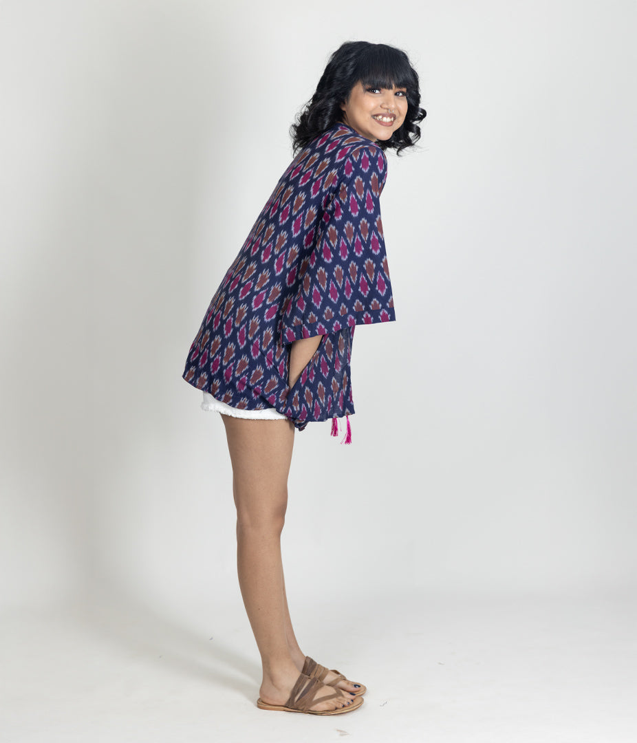 Ikat Navy Womens Kimono