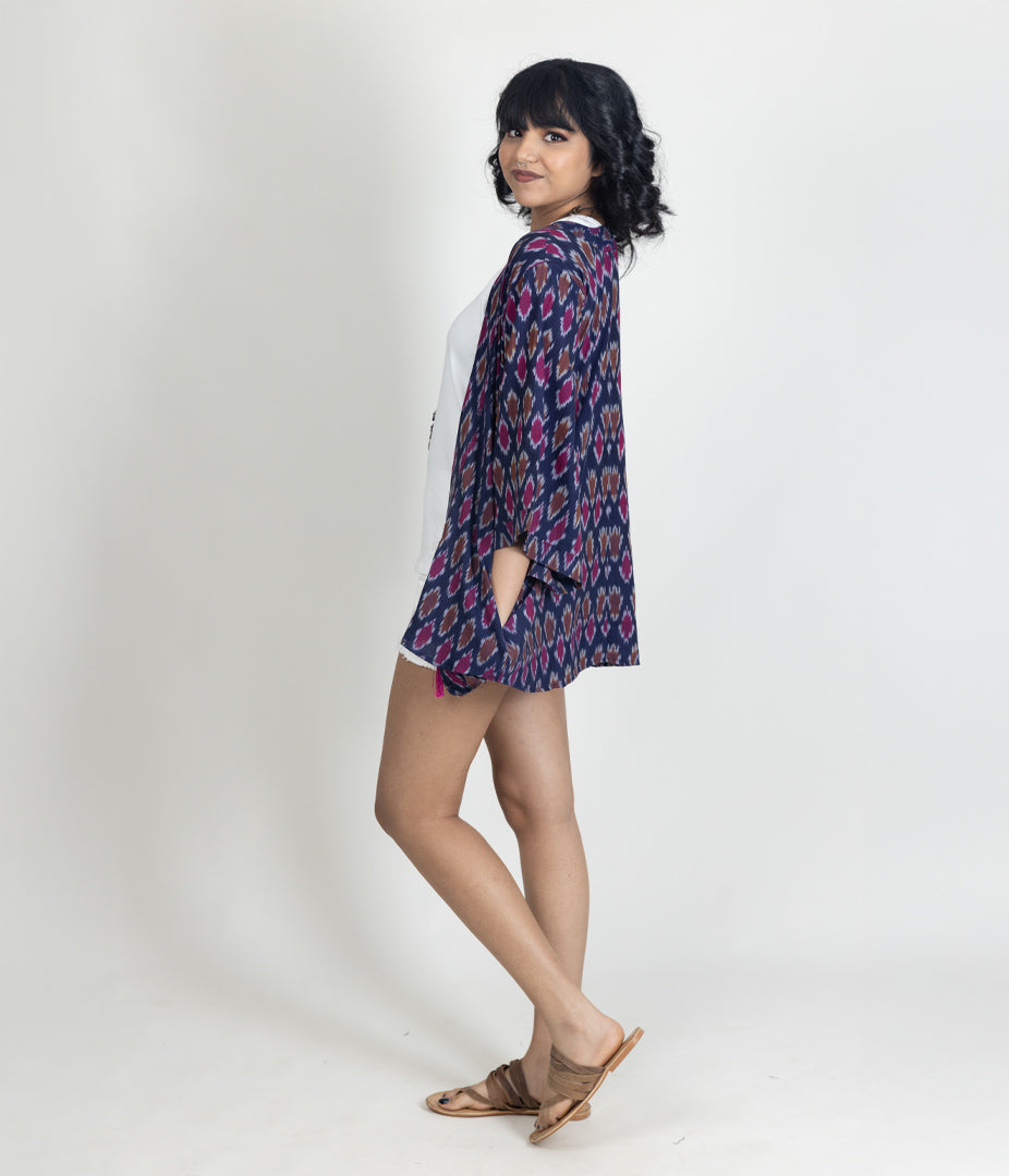 Ikat Navy Womens Kimono
