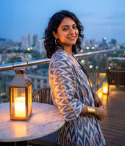 Ikat Blue Chevrons Womens Kimono