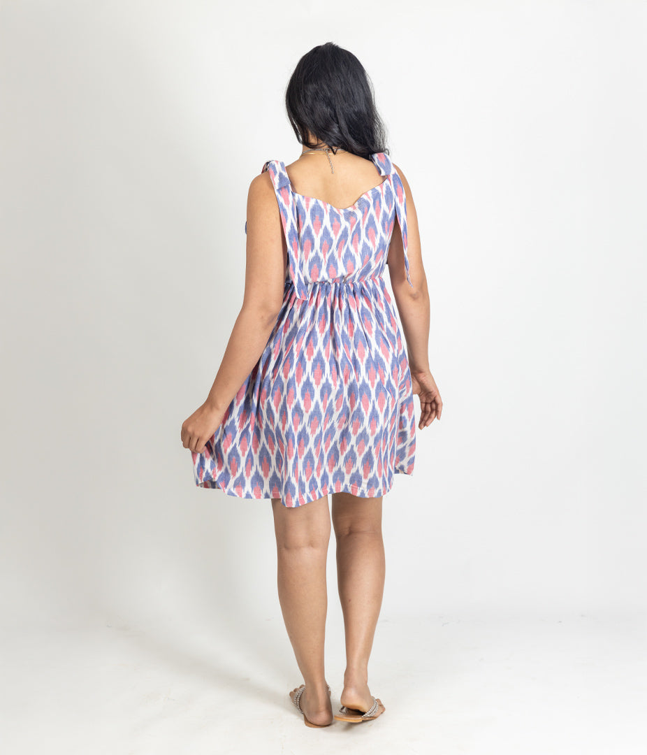 Ikat Blue & Pink Womens Sundress