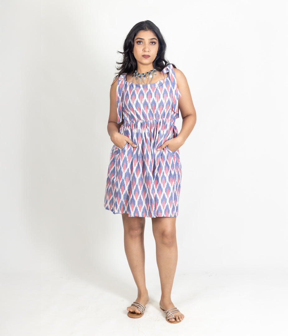 Ikat Blue & Pink Womens Sundress
