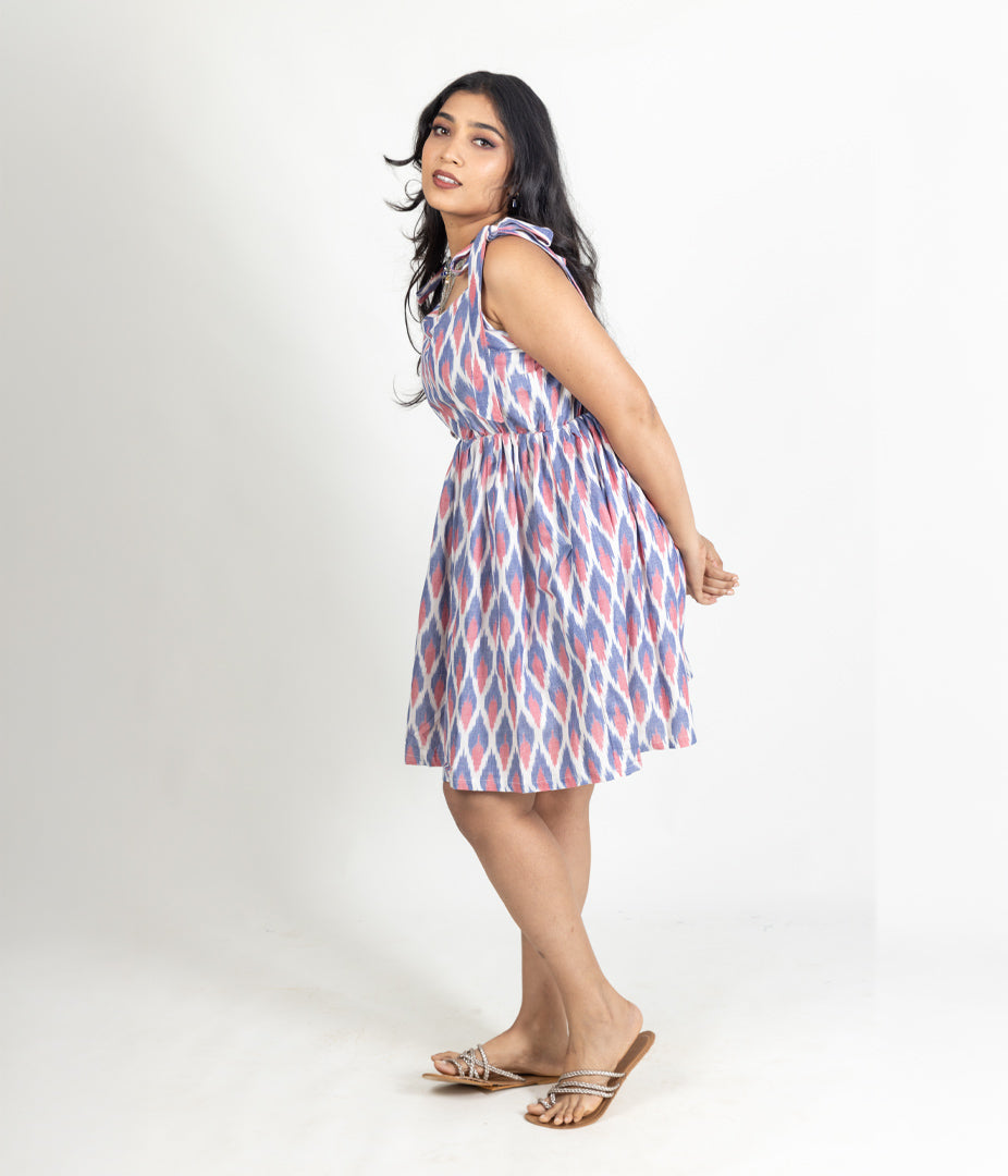 Ikat Blue & Pink Womens Sundress