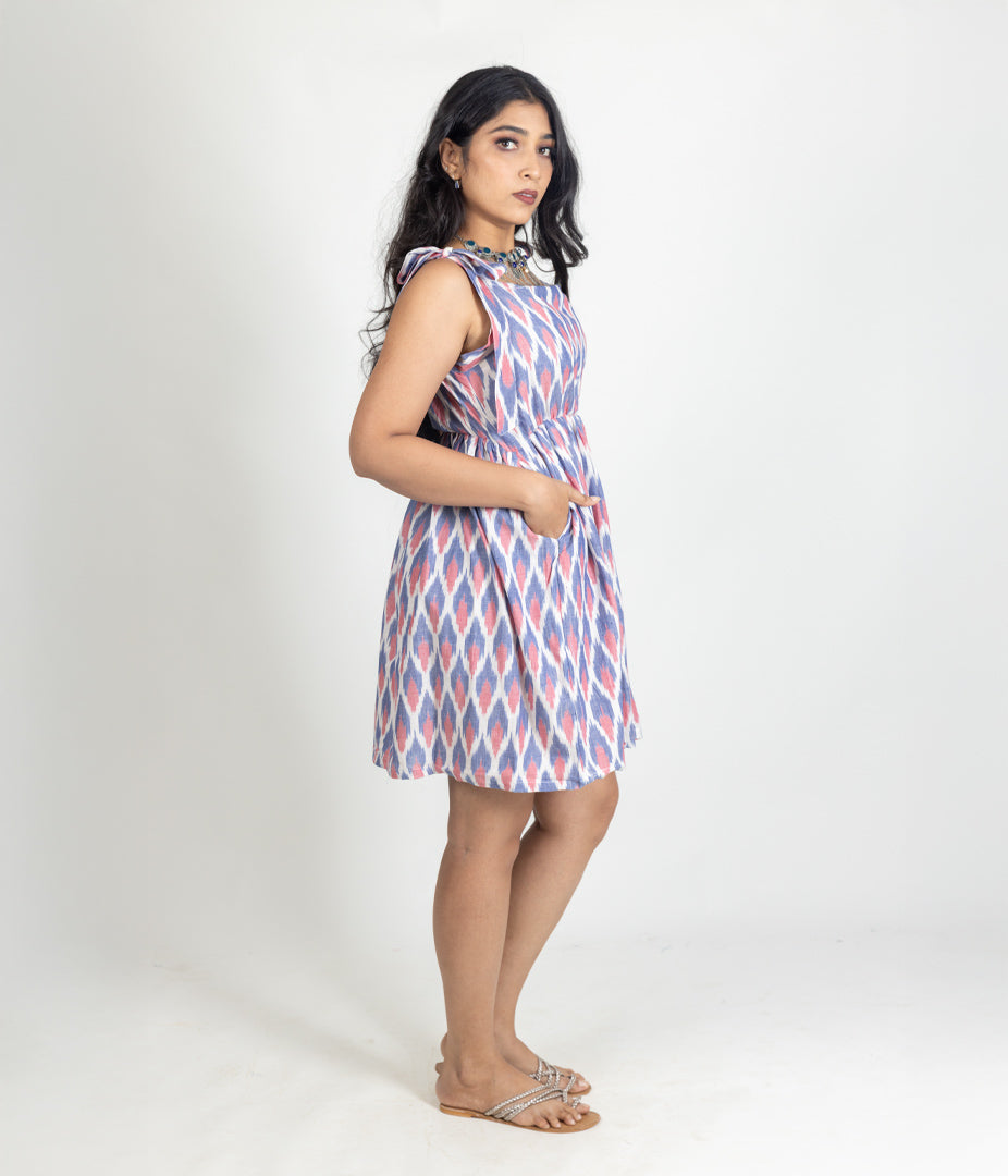 Ikat Blue & Pink Womens Sundress