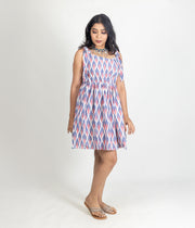 Ikat Blue & Pink Womens Sundress