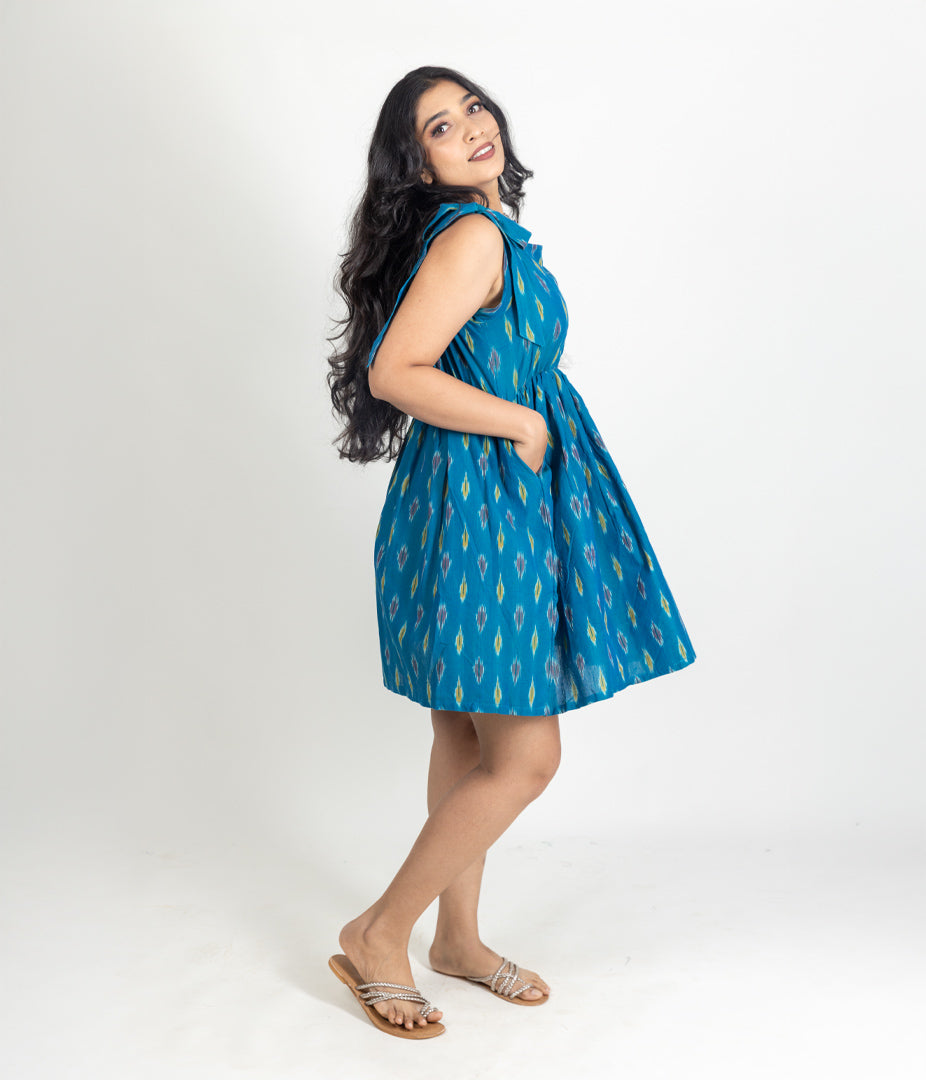Ikat Blue Womens Sundress