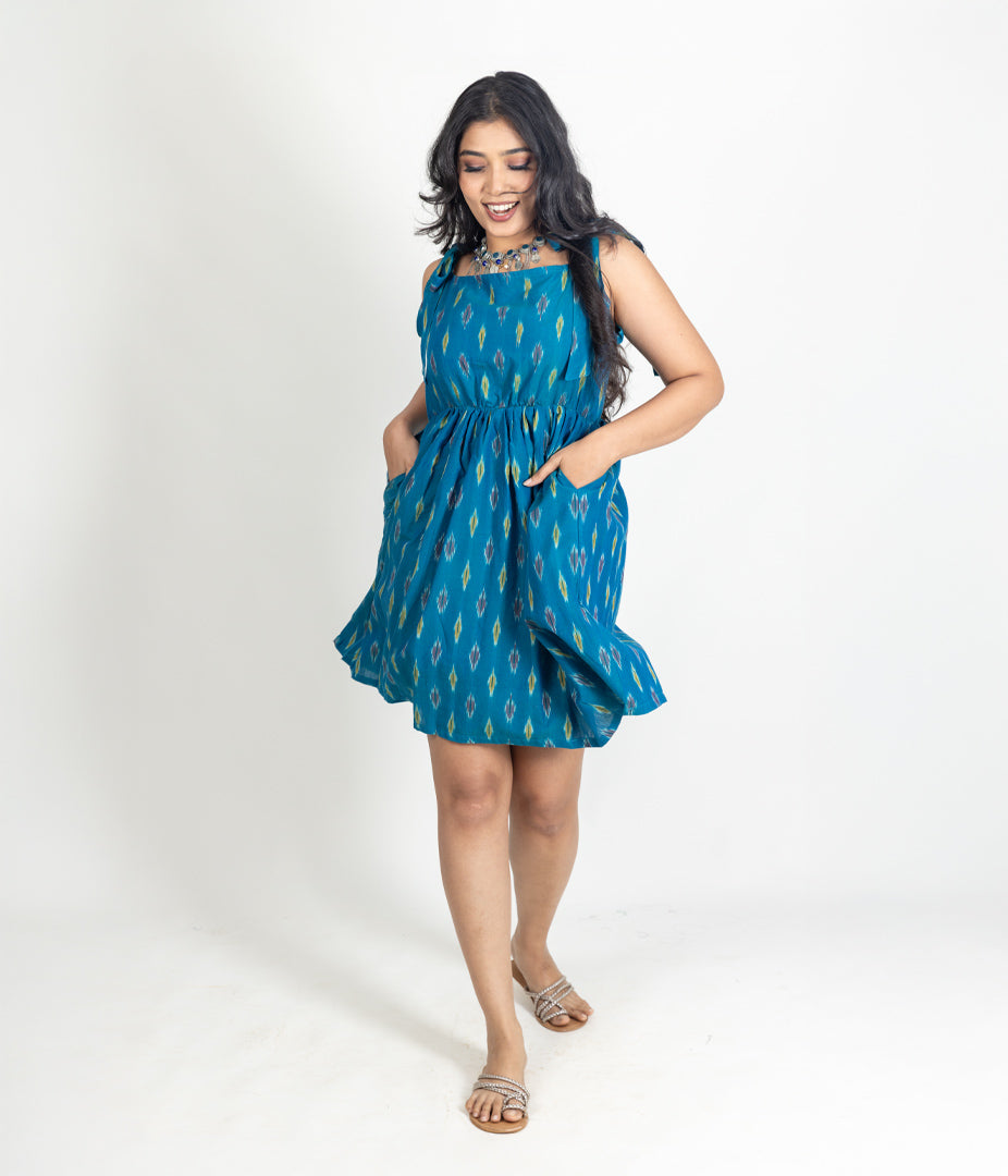 Ikat Blue Womens Sundress