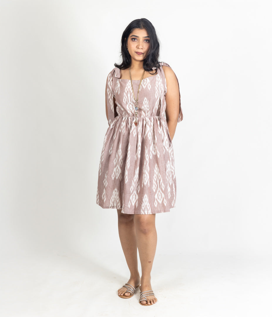 Ikat Brown Womens Sundress