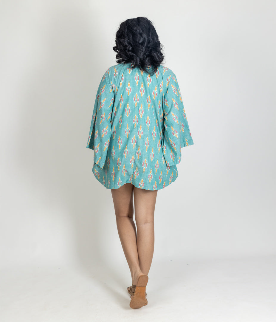 Ikat Green Womens Kimono