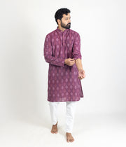 Ikat Magenta Mens Long Kurta
