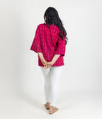 Ikat Magenta Womens Kimono