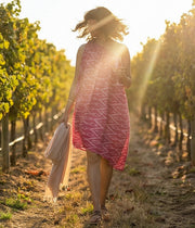 Ikat Magenta Womens Off-Shoulder Dress