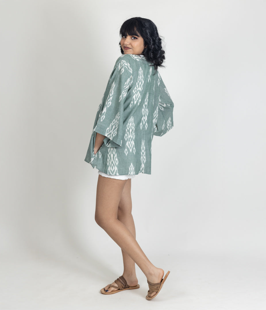 Ikat Olive Womens Kimono