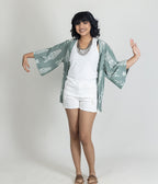 Ikat Olive Womens Kimono