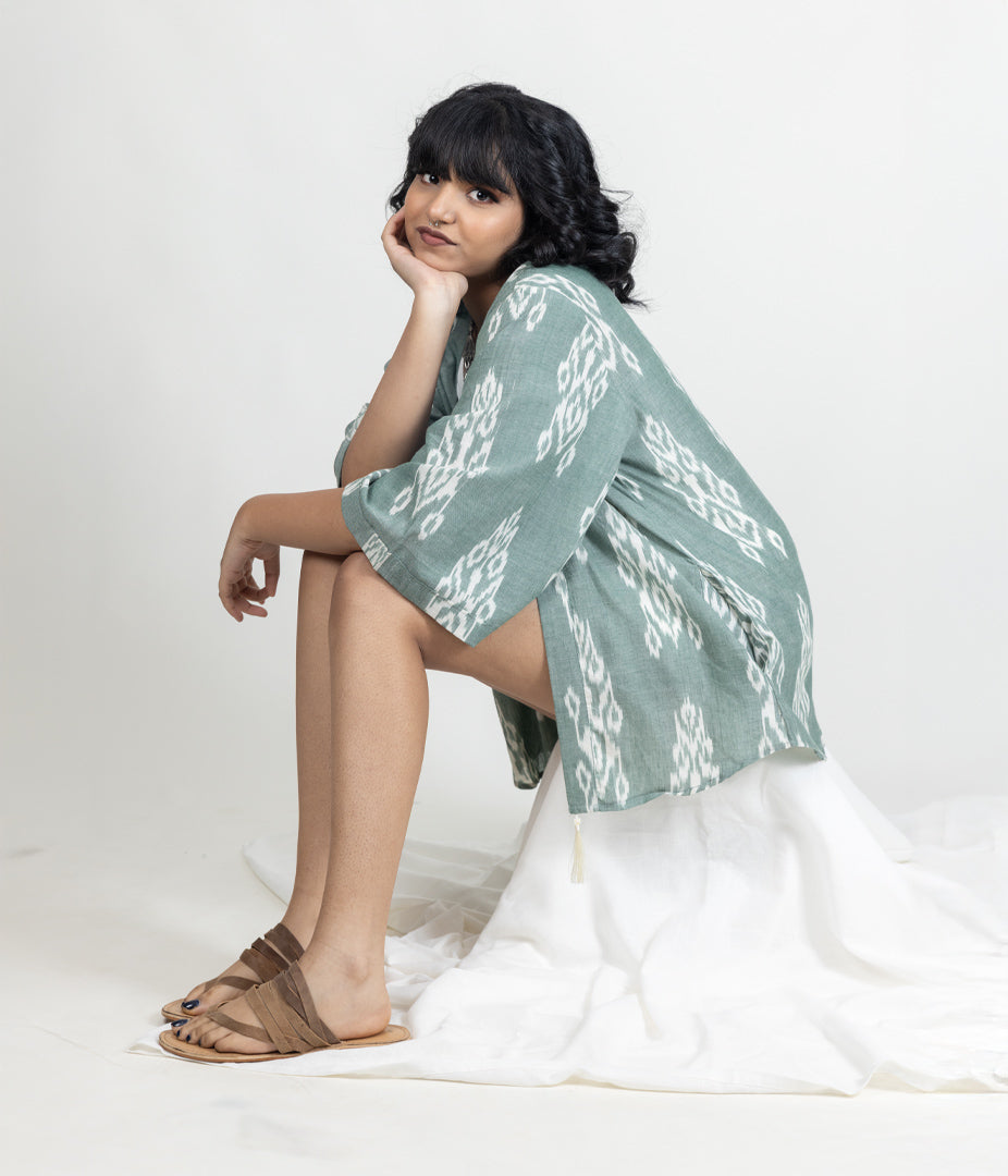 Ikat Olive Womens Kimono