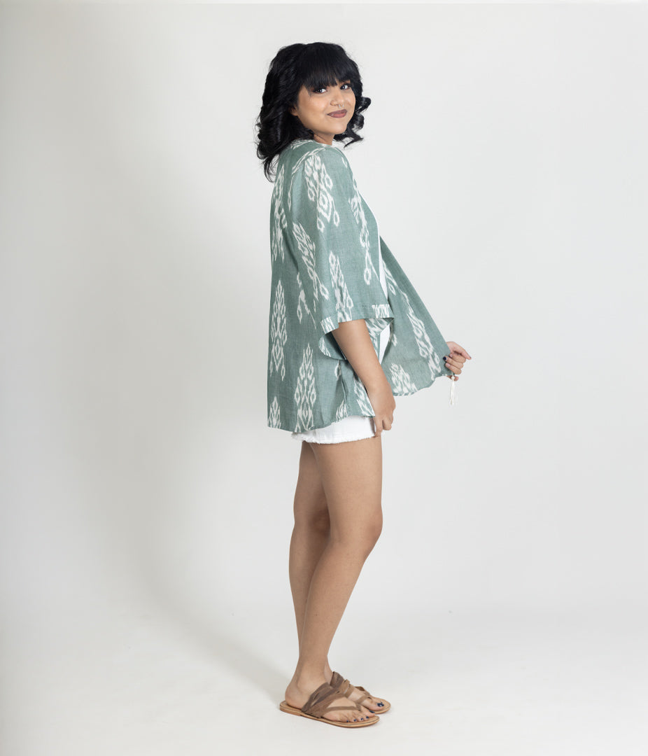 Ikat Olive Womens Kimono