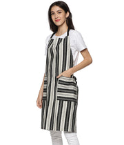 Black & White Striped Ikat Handloom Apron
