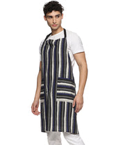 Blue & Black Striped Ikat Handloom Apron