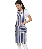 Blue & White Striped Ikat Handloom Apron