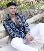 Midnight Ikat Woven Full Shirt