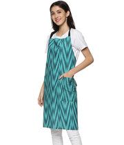 Teal Chevrons Ikat Handloom Apron