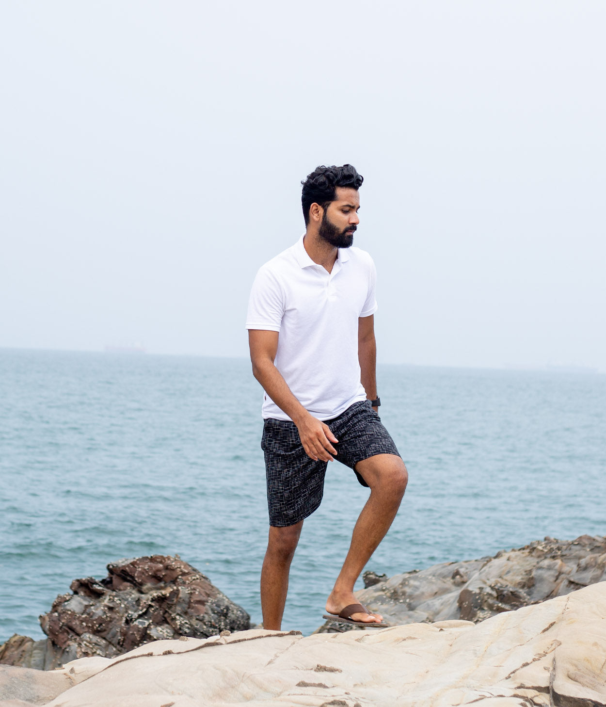 Black Checks Ikat Mens Shorts Secondary image